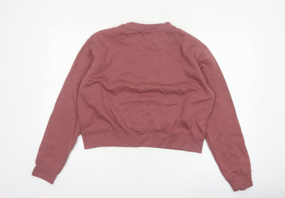 H&M Women’s Pink L Pullover Crew Neck Cropped Sweatshirt