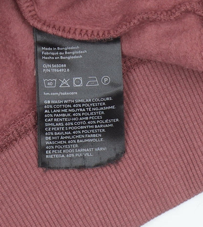 H&M Women’s Pink L Pullover Crew Neck Cropped Sweatshirt