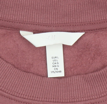 H&M Women’s Pink L Pullover Crew Neck Cropped Sweatshirt