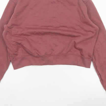 H&M Women’s Pink L Pullover Crew Neck Cropped Sweatshirt