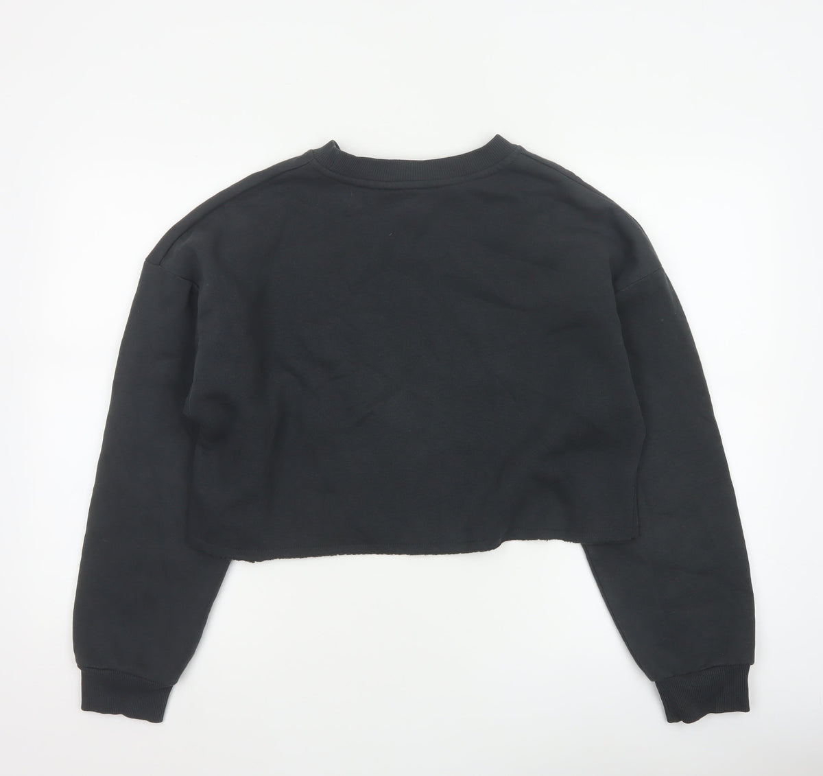 Primark Women Black S Sequin Star Cropped Pullover Sweatshirt