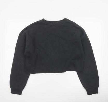Primark Women Black S Sequin Star Cropped Pullover Sweatshirt