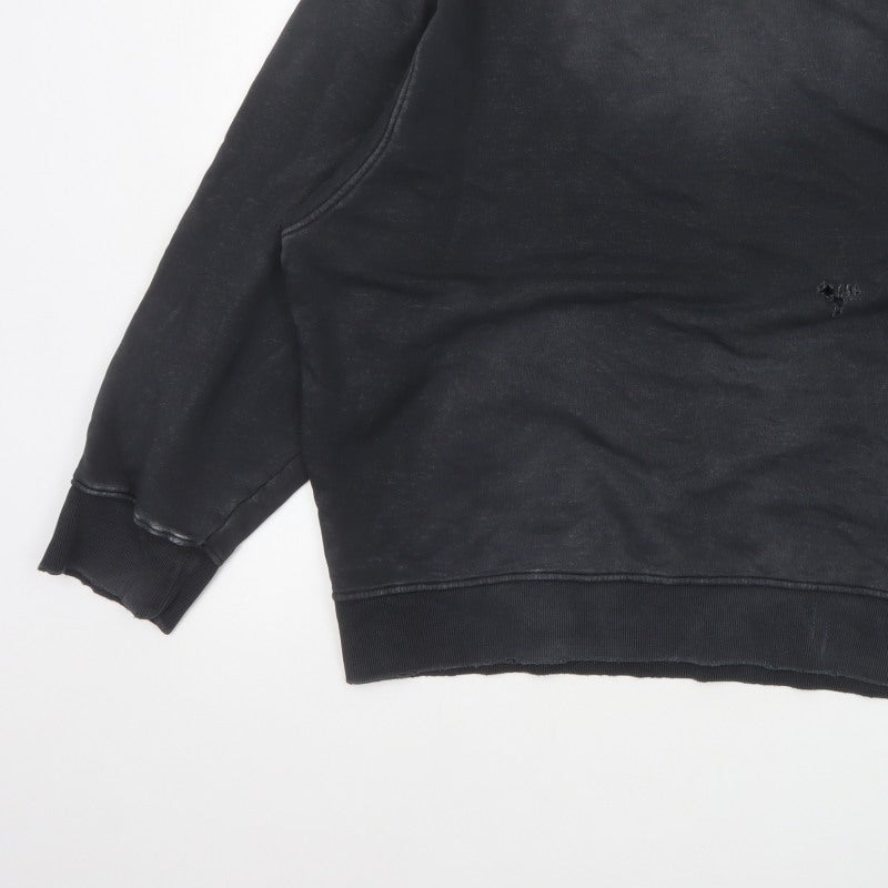 Zara Women’s Black S Distressed Crew Neck Pullover Sweatshirt