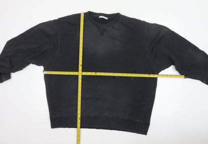Zara Women’s Black S Distressed Crew Neck Pullover Sweatshirt