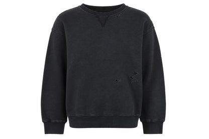 Zara Women’s Black S Distressed Crew Neck Pullover Sweatshirt