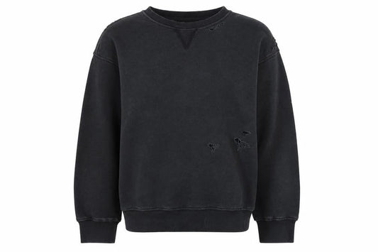 Zara Women’s Black S Distressed Crew Neck Pullover Sweatshirt