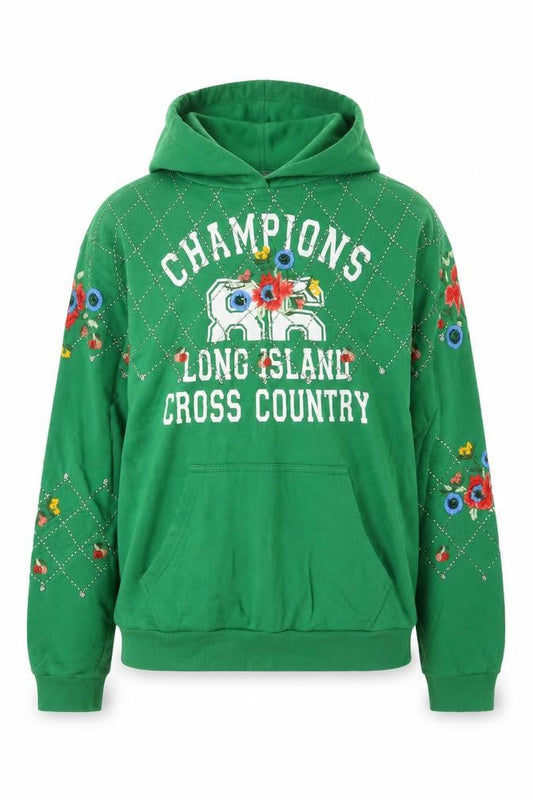 ASOS Women Green UK 10 Pullover Hoodie Embroidered Floral Champion 66