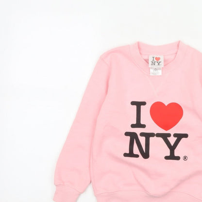 I Love NY Girls Pink 6-7 Years Pullover Sweatshirt Graphic Print