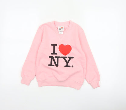 I Love NY Girls Pink 6-7 Years Pullover Sweatshirt Graphic Print