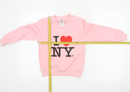 I Love NY Girls Pink 6-7 Years Pullover Sweatshirt Graphic Print
