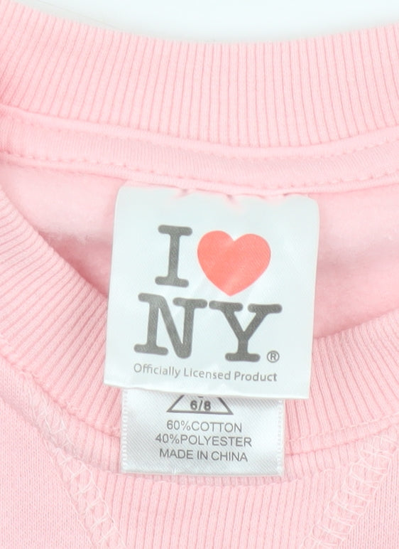 I Love NY Girls Pink 6-7 Years Pullover Sweatshirt Graphic Print