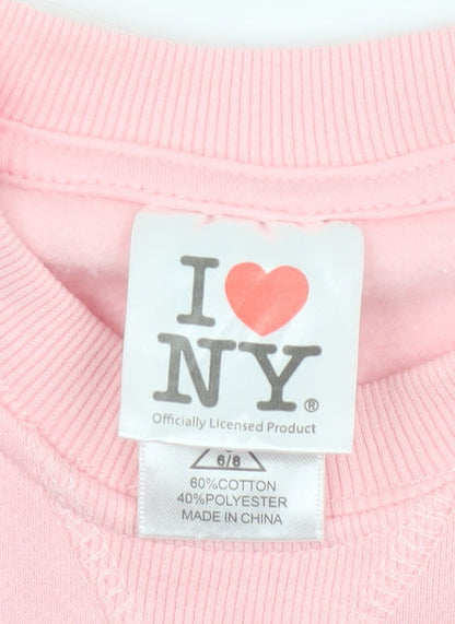 I Love NY Girls Pink 6-7 Years Pullover Sweatshirt Graphic Print