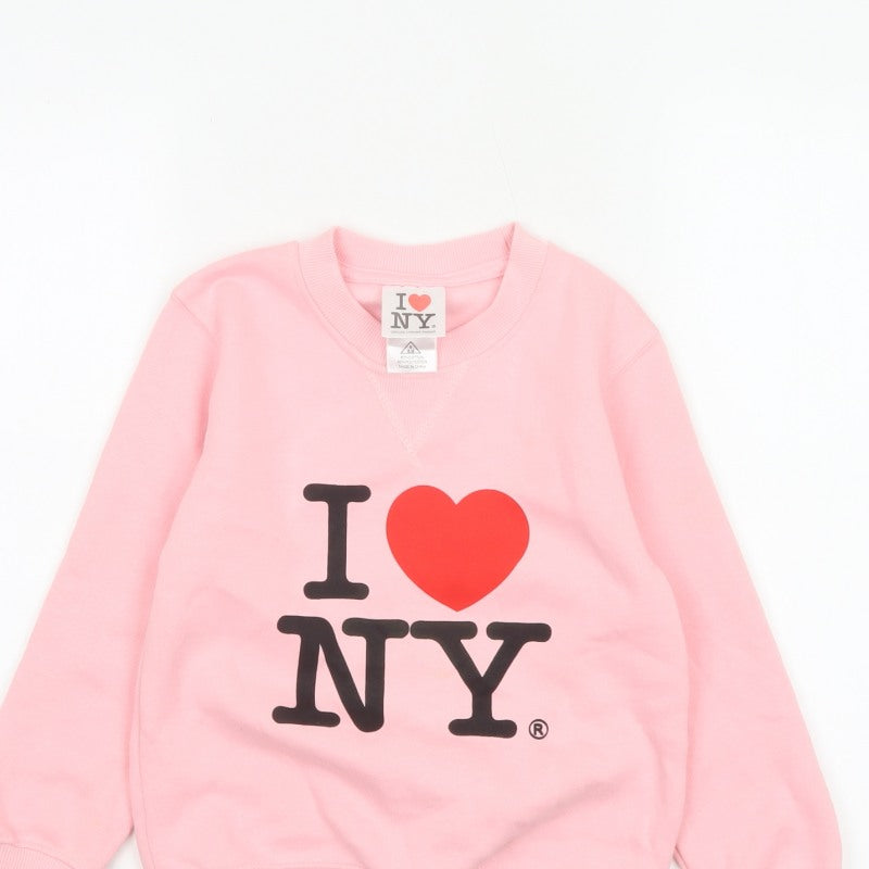 I Love NY Girls Pink 6-7 Years Pullover Sweatshirt Graphic Print