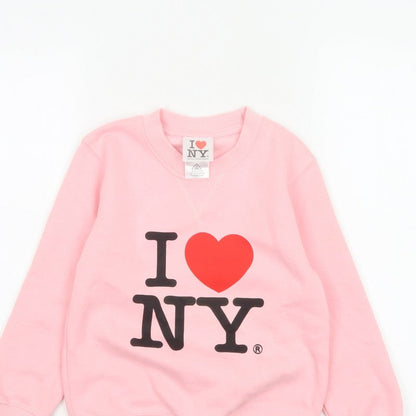 I Love NY Girls Pink 6-7 Years Pullover Sweatshirt Graphic Print