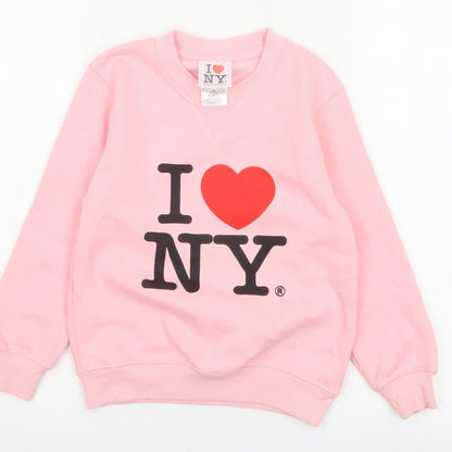 I Love NY Girls Pink 6-7 Years Pullover Sweatshirt Graphic Print