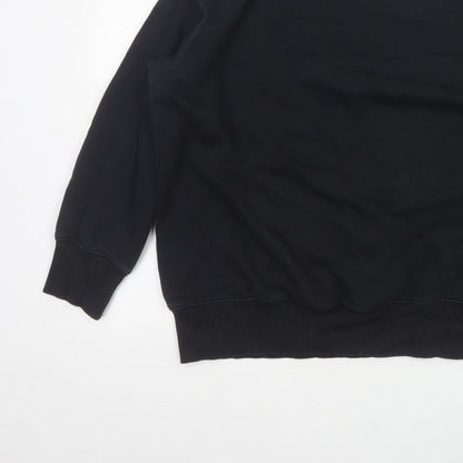Nike Men Black L Pullover Crew Neck Logo Sweatshirt Cotton Blend
