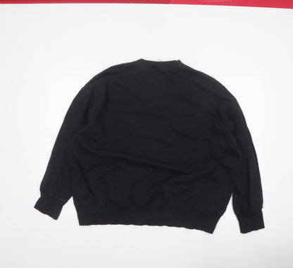 Nike Men Black L Pullover Crew Neck Logo Sweatshirt Cotton Blend