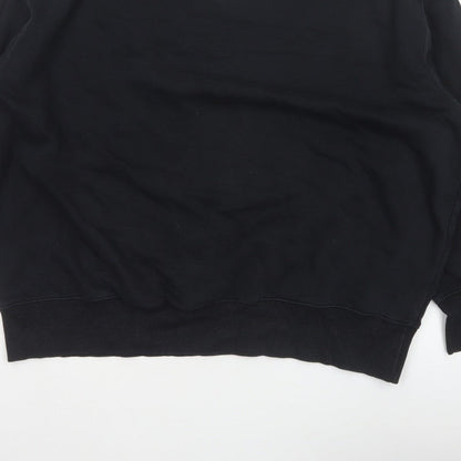 Nike Men Black L Pullover Crew Neck Logo Sweatshirt Cotton Blend