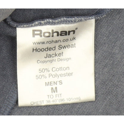 Rohan Men’s Grey M Full Zip Hooded Sweat Jacket Cotton Blend