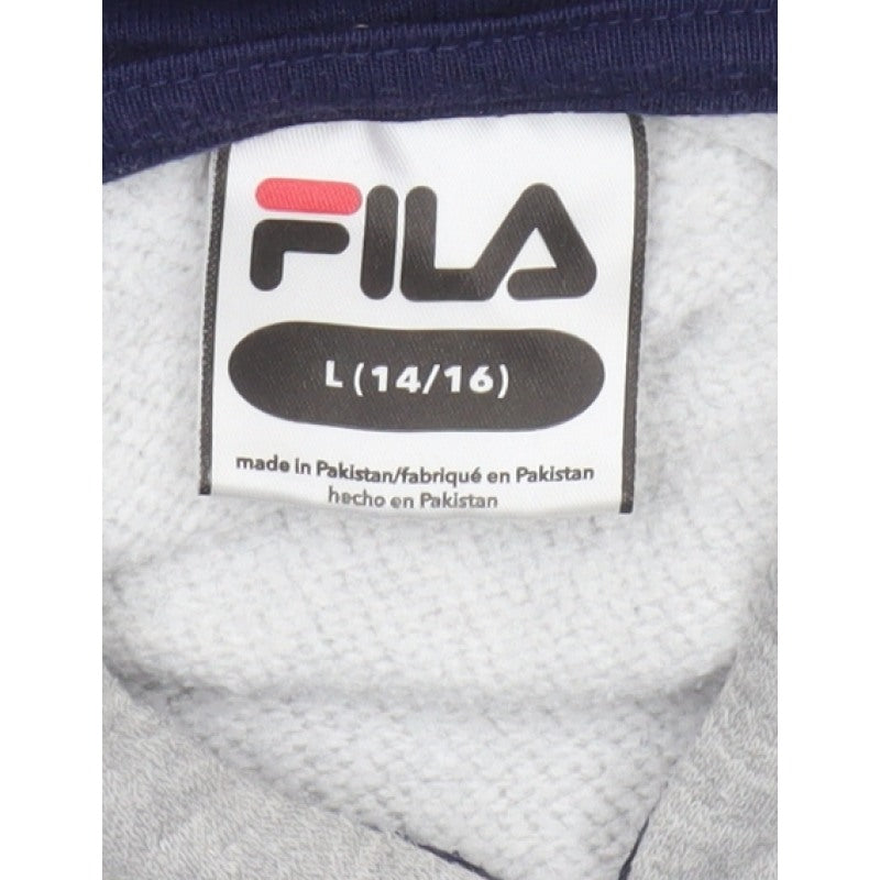 FILA Boys Grey Navy Colourblock Logo Pullover Hoodie 14-15 Years