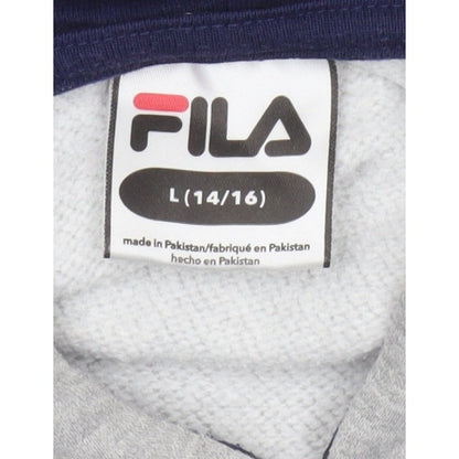 FILA Boys Grey Navy Colourblock Logo Pullover Hoodie 14-15 Years