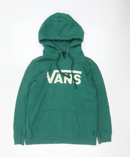 Vans Women's Green XS Logo Pullover Hoodie Fleece Kangaroo Pocket
