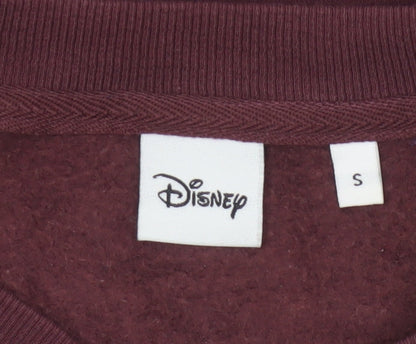 Disney Women’s Burgundy S Mickey Christmas Sequin Pullover Sweatshirt