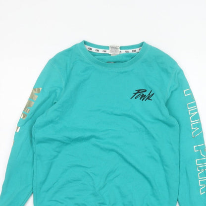 Victoria's Secret PINK Women Blue XS Backless Logo Sweatshirt