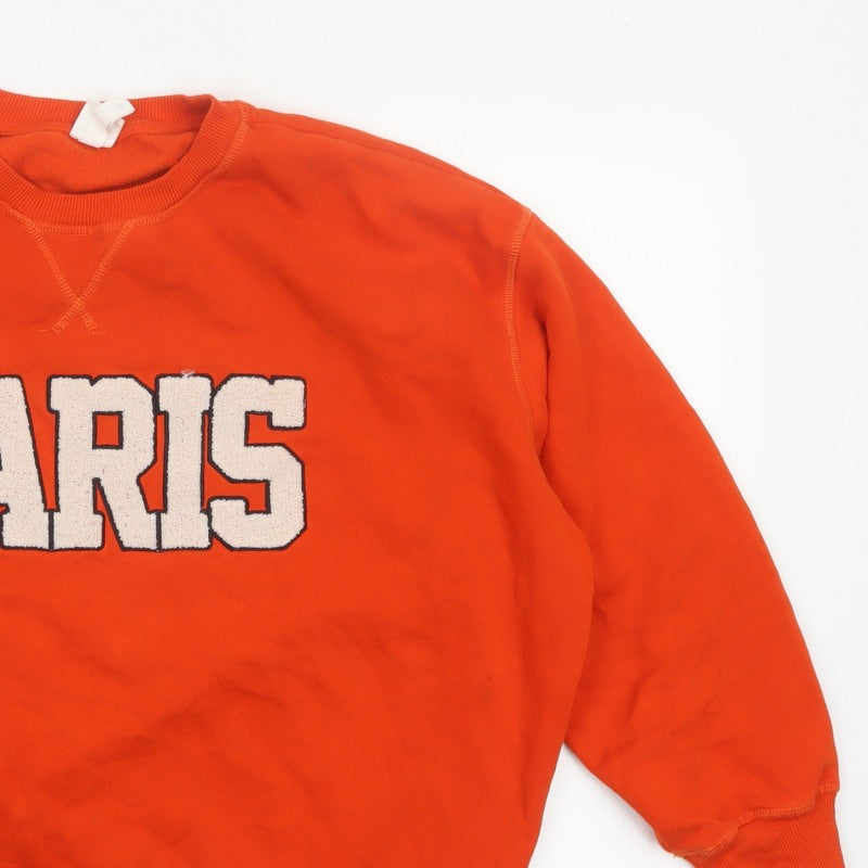 H&M Women Orange Paris Embroidered Fleece Sweatshirt UK 16