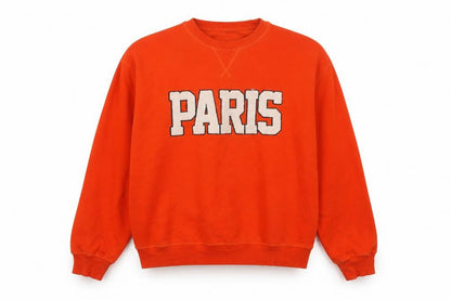 H&M Women Orange Paris Embroidered Fleece Sweatshirt UK 16