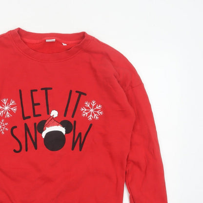 Next Women Red UK 12 Disney Mickey Let It Snow Christmas Sweatshirt