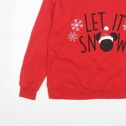 Next Women Red UK 12 Disney Mickey Let It Snow Christmas Sweatshirt