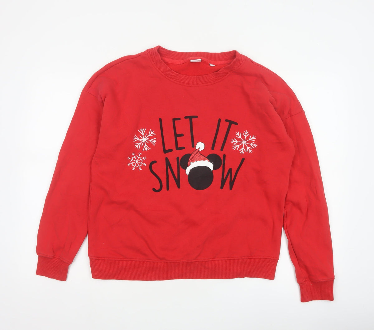 Next Women Red UK 12 Disney Mickey Let It Snow Christmas Sweatshirt
