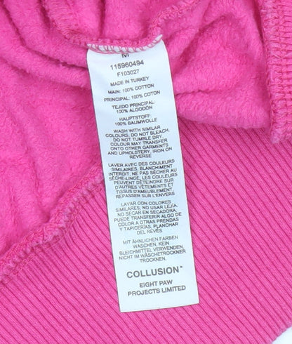Collusion Women Pink M Oversized Pullover Hoodie Logo Graphic