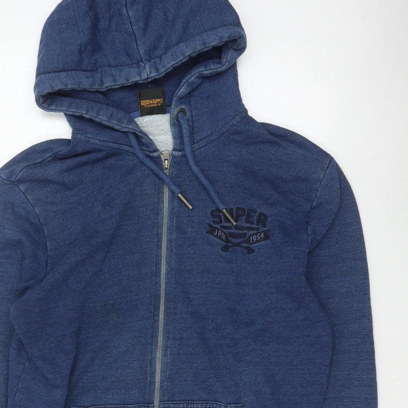 Superdry Men’s Blue XL Full Zip Hooded Logo Sweatshirt