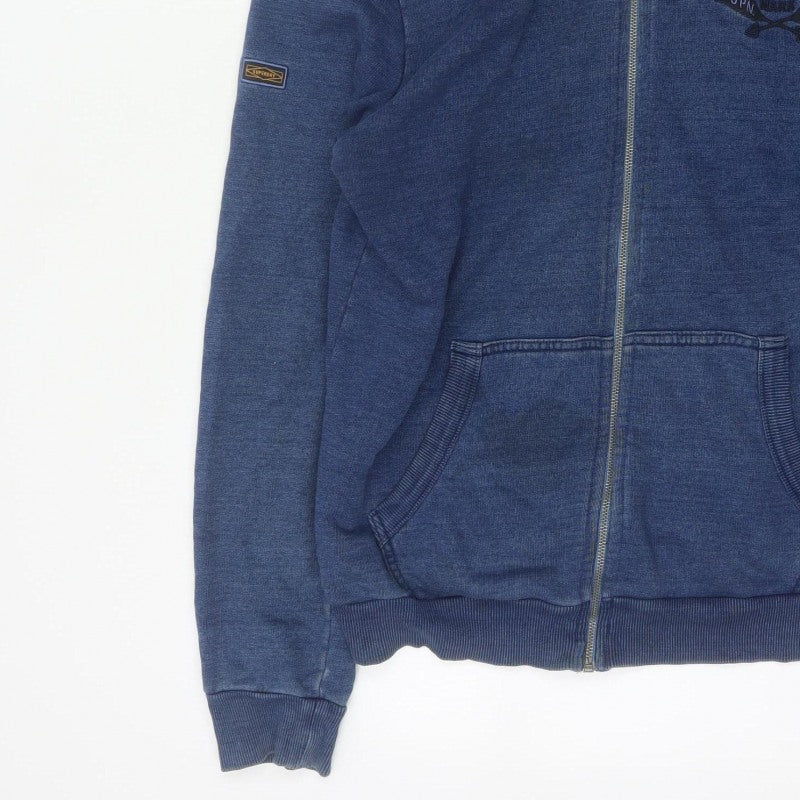 Superdry Men’s Blue XL Full Zip Hooded Logo Sweatshirt