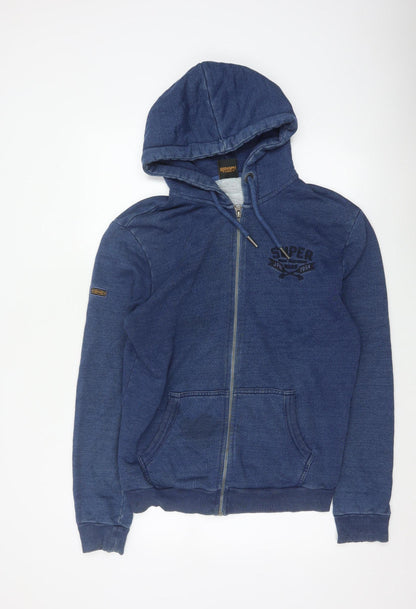 Superdry Men’s Blue XL Full Zip Hooded Logo Sweatshirt