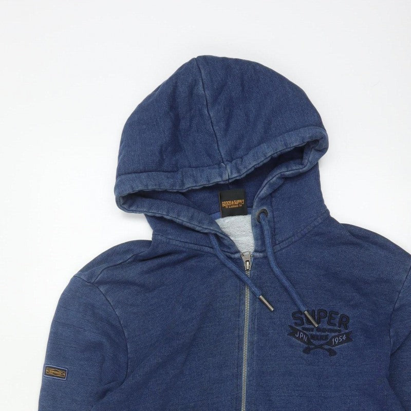 Superdry Men’s Blue XL Full Zip Hooded Logo Sweatshirt