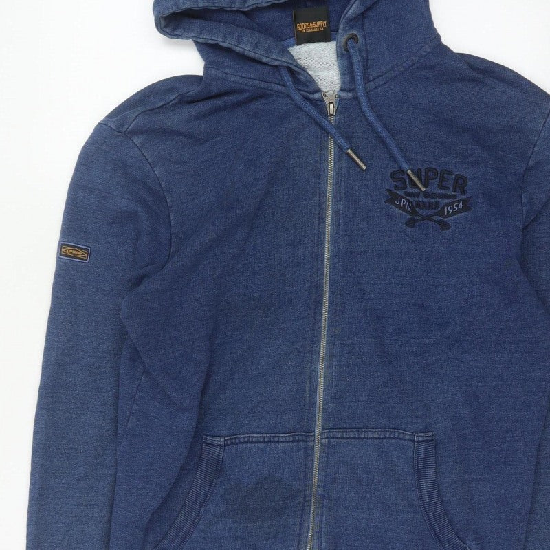 Superdry Men’s Blue XL Full Zip Hooded Logo Sweatshirt