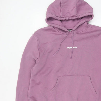 McKenzie Men’s Purple L Pullover Logo Hoodie Fleece Drawstring Pockets