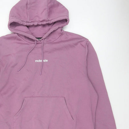 McKenzie Men’s Purple L Pullover Logo Hoodie Fleece Drawstring Pockets