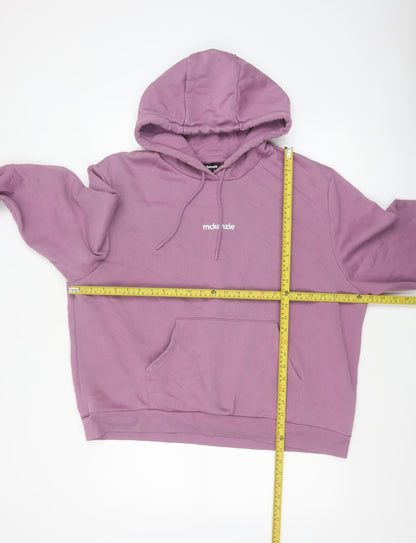 McKenzie Men’s Purple L Pullover Logo Hoodie Fleece Drawstring Pockets