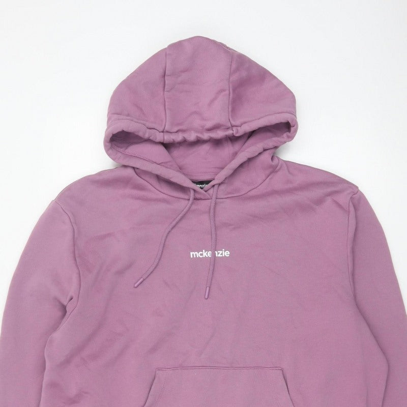 McKenzie Men’s Purple L Pullover Logo Hoodie Fleece Drawstring Pockets
