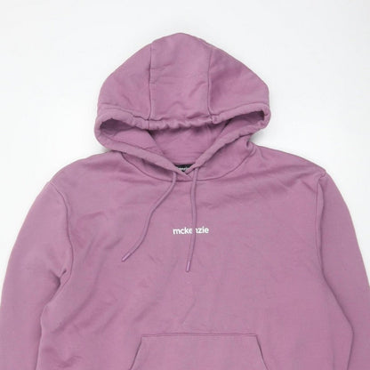 McKenzie Men’s Purple L Pullover Logo Hoodie Fleece Drawstring Pockets