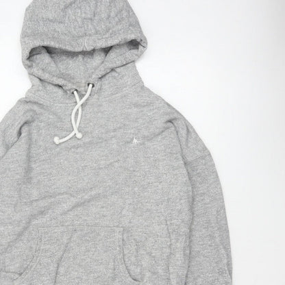 Jack Wills Women Grey UK 12 Pullover Hoodie Drawstring Logo Pockets
