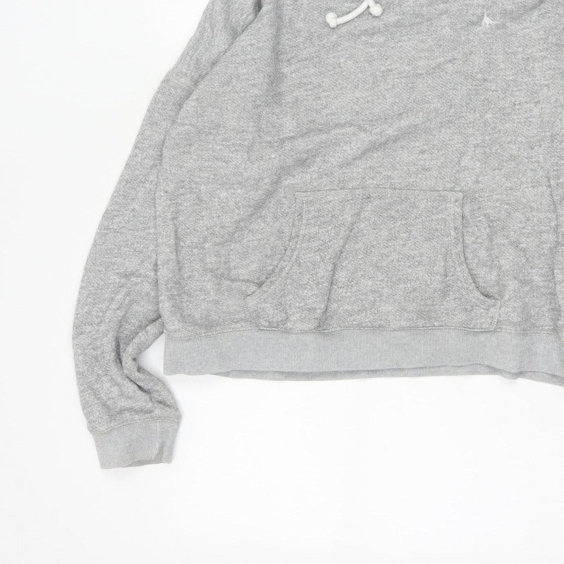 Jack Wills Women Grey UK 12 Pullover Hoodie Drawstring Logo Pockets