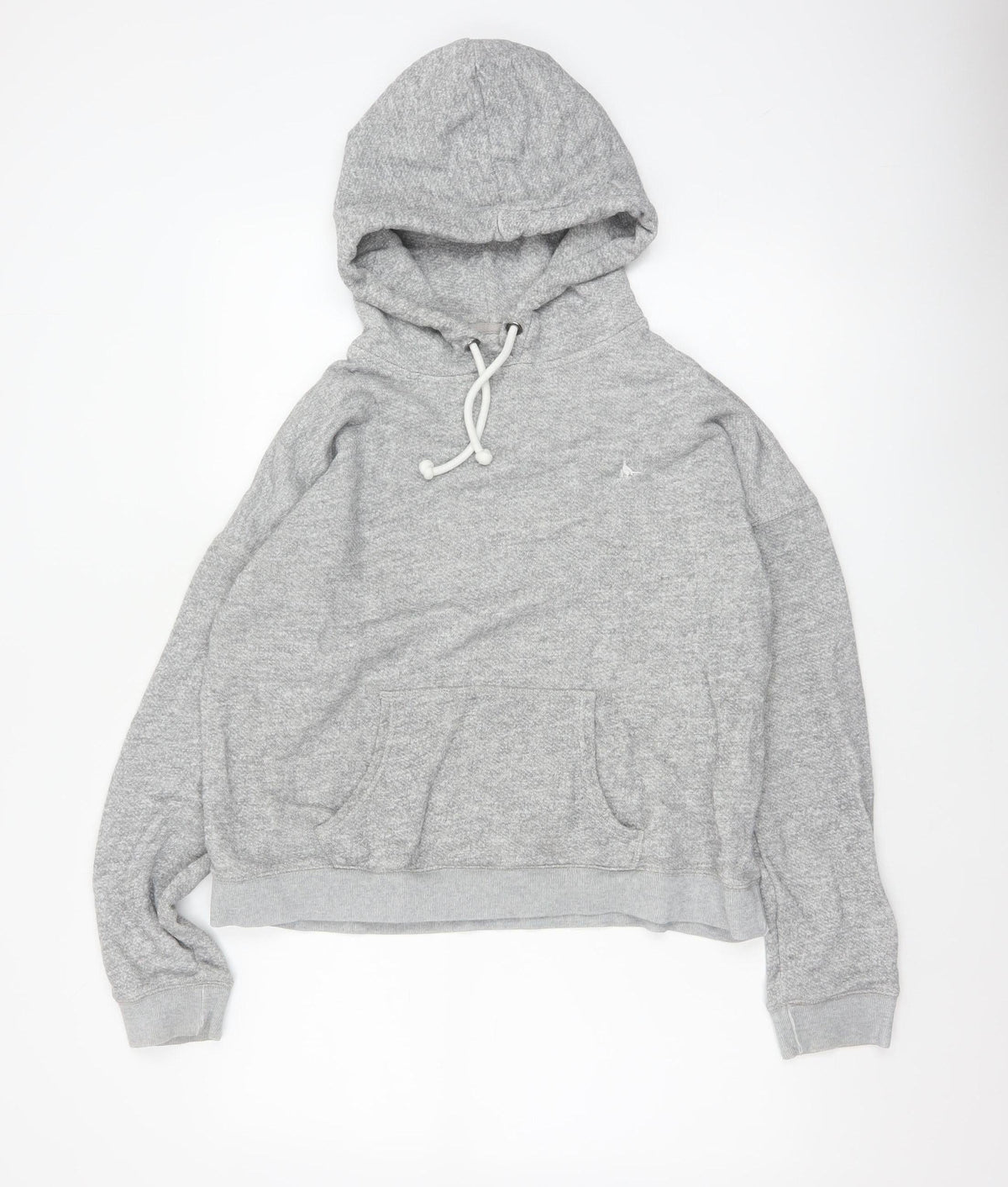 Jack Wills Women Grey UK 12 Pullover Hoodie Drawstring Logo Pockets
