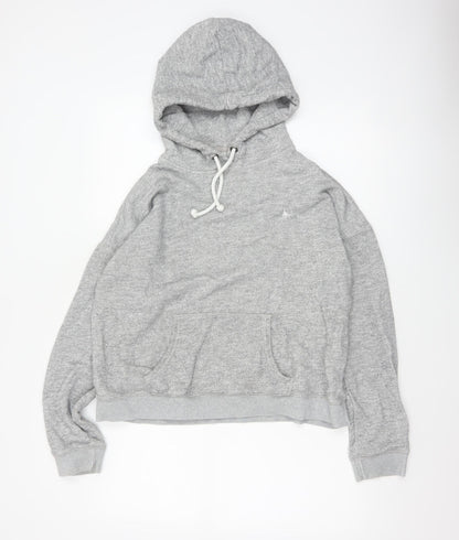 Jack Wills Women Grey UK 12 Pullover Hoodie Drawstring Logo Pockets