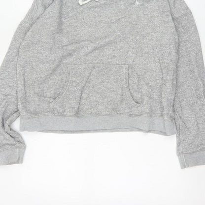 Jack Wills Women Grey UK 12 Pullover Hoodie Drawstring Logo Pockets