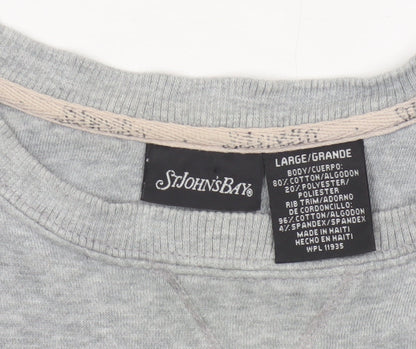 St. John's Bay Women’s Grey Crew Neck Pullover Sweatshirt Size L